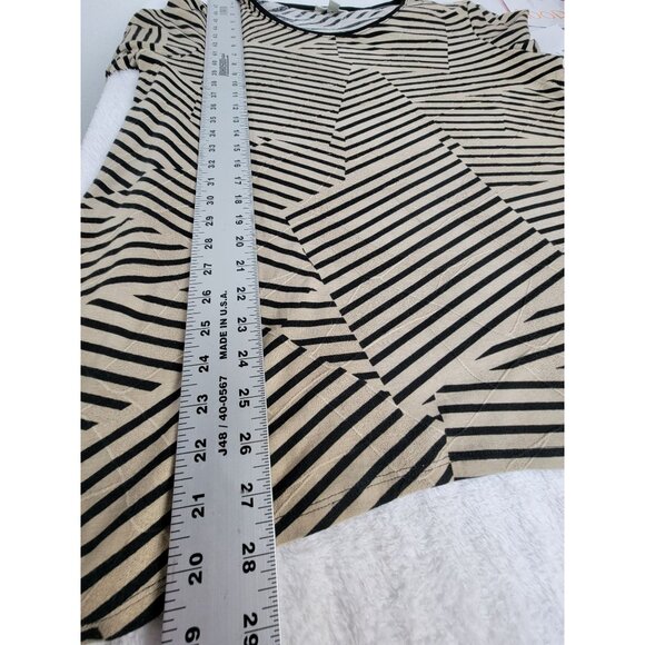 Dana Buchman Womens Beige & Black Striped Geometric Long Sleeve Top XL Stretch - Picture 8 of 8